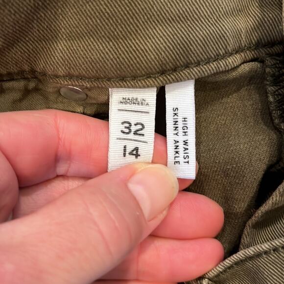 LOFT Olive Green High Waist Skinny Ankle Jeans Size 14 - Picture 4 of 12